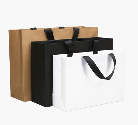Recycled Biodegradable Boutique Brown Paper Shopping Bags Handle Bulk Kraft Paper Bags