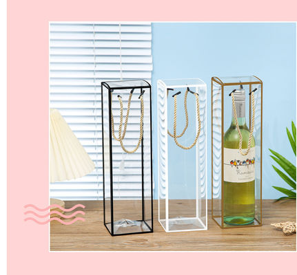 Simple Transparent Folding PET PVC Tote Plastic Packaging Gift Boxes with Handle