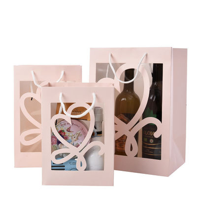 Custom Creative Colorful Paper handle Gift Bag Packaging With Transparent Window