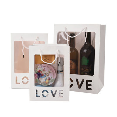 Custom Creative Colorful Paper handle Gift Bag Packaging With Transparent Window