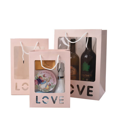 Custom Creative Colorful Paper handle Gift Bag Packaging With Transparent Window