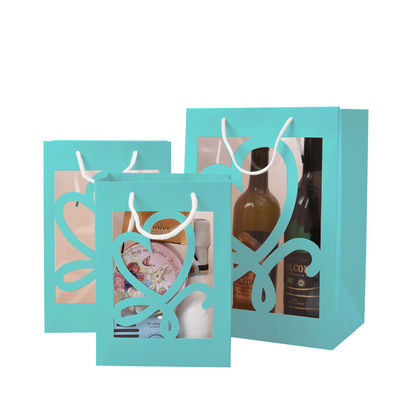 Custom Creative Colorful Paper handle Gift Bag Packaging With Transparent Window