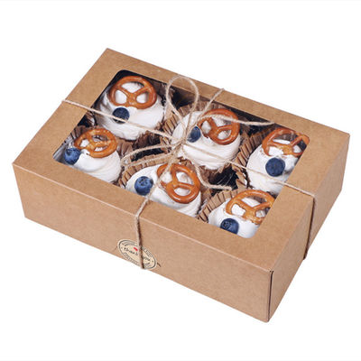Customized Printing 6 12 Hole Kraft Paper Muffin Cupcakes Box for Sushi and Cookies