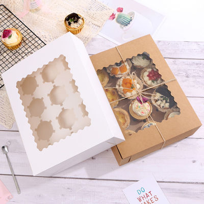 Customized Printing 6 12 Hole Kraft Paper Muffin Cupcakes Box for Sushi and Cookies
