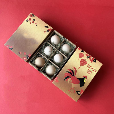 Corrugated Cardboard Egg Packaging For 6 Eggs With Gold Foil Unique Decorative Custom