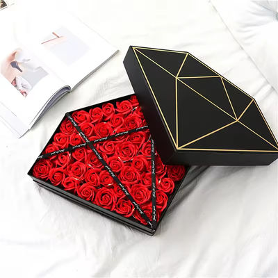 UV Coating Printing Large Flower Box Pink Pentagon Cardboard Rose Gift Box