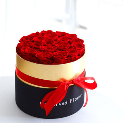 Customized end Cylinder Gift Box Packaging for Preserved Rose Flower Arrangements