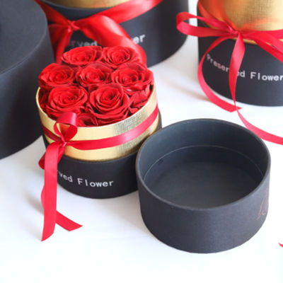 Customized end Cylinder Gift Box Packaging for Preserved Rose Flower Arrangements