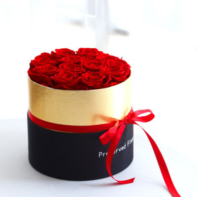 Customized end Cylinder Gift Box Packaging for Preserved Rose Flower Arrangements
