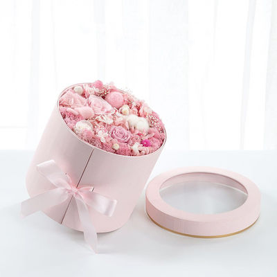 Customized Logo Rose Flower Packaging 2 Layer Round Flower Box Cardboard Paper Box