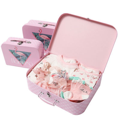 Pink Lovely Baby Cardboard Suitcase Gift Box with Lock and Handles Industrial Shoes Clothing