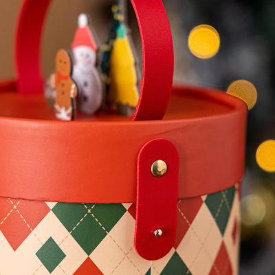 Custom Creative Cylinder Paper Round Christmas Gift Boxes Packaging Tube with Handle