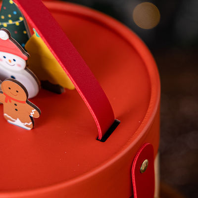 Custom Creative Cylinder Paper Round Christmas Gift Boxes Packaging Tube with Handle