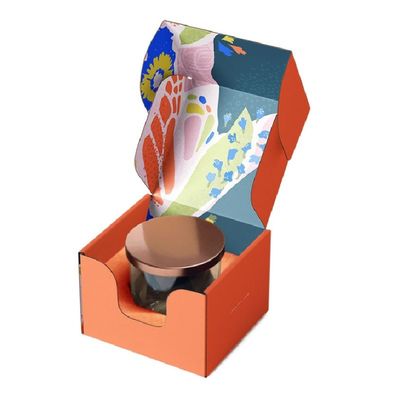 Custom Folding Corrugated Box With Gold Foil Printing For Candle Jar Holder Packaging