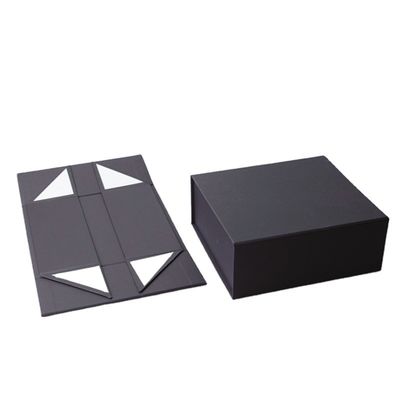 Foldable Sustainable Gift Box Packaging Black Paper Cardboard Magnetic Box Flat Pack