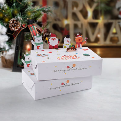 Christmas Cartoon Paper Food Packaging Box Color Creative Cake Snack Food Gift Box Custom With Logo