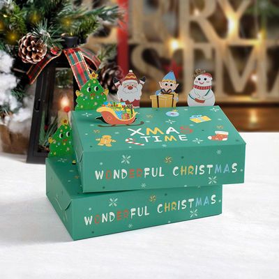 Christmas Cartoon Paper Food Packaging Box Color Creative Cake Snack Food Gift Box Custom With Logo
